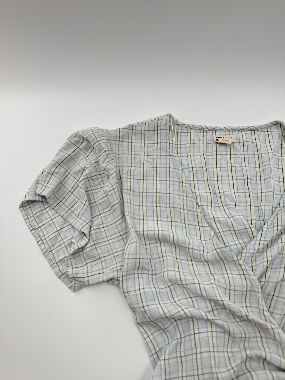 Billabong Plaid Short Sleeve Wrap Tie Top – Women’s XL - Picture 2 of 9